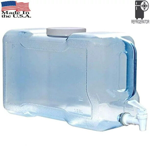 3 Gallon Water Plastic Bottle Jug Refrigerator w/ Spout Dispenser